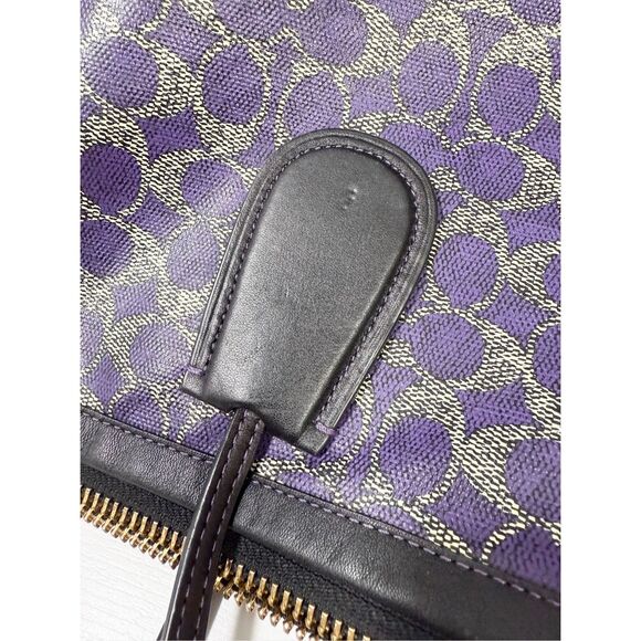 Coach Signature Coated Canvas Taxi Zip Top Tote Style 33504 Violet Purple - Picture 14 of 14